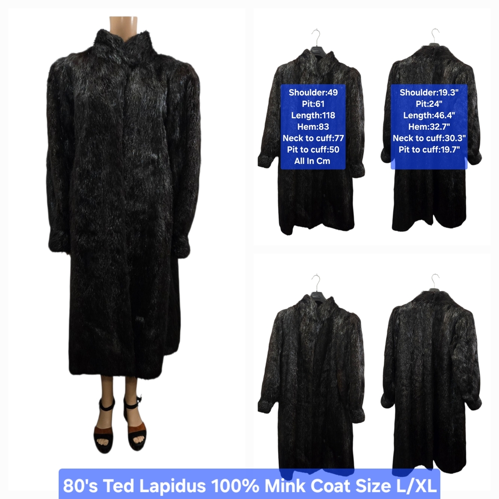 80's Luxury Ted Lapidus 100% Mink Coat Size L/XL